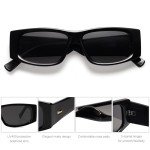 SOJOS Y2K Polarized Rectangle Sunglasses - Black/Grey