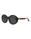 Gucci Round Black Multicolor Designer Sunglasses