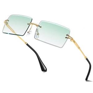Aisswzber Ultralight Rimless Rectangle Sunglasses