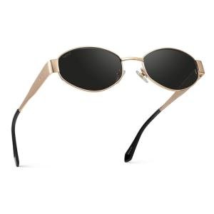 WearMe Pro Oval Sunglasses for Women, Gold Frame