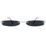 Slocyclub Vintage Rectangle Skinny Sunglasses for Women Men, Retro Small Thin Sunglasses, Rimless Trendy Sunglasses
