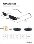 Slocyclub Vintage Rectangle Skinny Sunglasses for Women Men, Retro Small Thin Sunglasses, Rimless Trendy Sunglasses