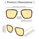 FEISEDY Retro Square Sunglasses Tony Sunglasses Trendy Night Yellow Lens Sun Glasses B2510