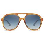 Retro Polarized Aviator Sunglasses in Caramel Tortoise