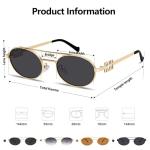 90s Retro Oval Metal Sunglasses for Women