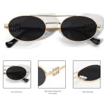 90s Retro Oval Metal Sunglasses for Women