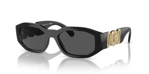 Versace Men's Black Frame Sunglasses with Grey Lenses