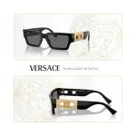 Versace VE4459 Black Rectangular Sunglasses + Kit