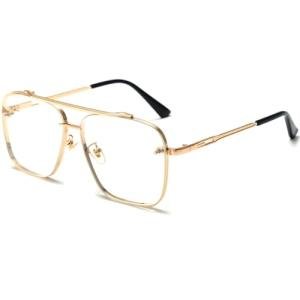AIEYEZO Oversized Square Sunglasses - Gold/Transparent