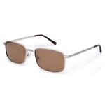 SOJOS Retro Polarized Rectangle Sunglasses - Silver/Brown