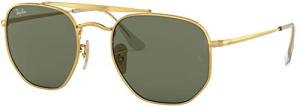 Ray-Ban Round Sunglasses with Gold Frame and Green Lens