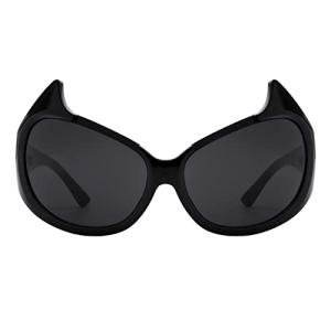 Devil Horn Oversized Black Sunglasses UV400