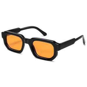 VANLINKER Vintage Chunky Rectangle Sunglasses - Black/Orange