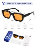 VANLINKER Vintage Chunky Rectangle Sunglasses - Black/Orange