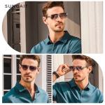 SUNGAIT Rimless Rectangle Sunglasses - Silver/Grey Gradient