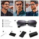SUNGAIT Rimless Rectangle Sunglasses - Silver/Grey Gradient