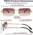 Rimless Retro Rectangle Sunglasses in Brown