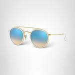 Ray-Ban Double Bridge Round Sunglasses - Gold/Brown