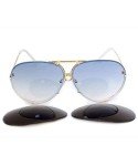 Porsche Design Gold Pilot Sunglasses with Extra Lenses