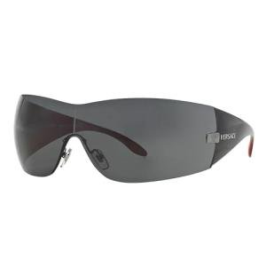 Versace Gunmetal Wrap Sunglasses with Grey Lens