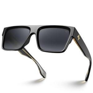 Retro Oversized Square Flat Top Sunglasses - UV400