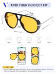 Retro Oversized Polarized Aviator Sunglasses - Black/Yellow