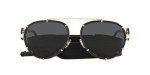 Versace Black Metal Aviator Sunglasses with Grey Lens