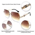FEISEDY Women’s Classic Rimless Sunglasses with Diamond Lenses