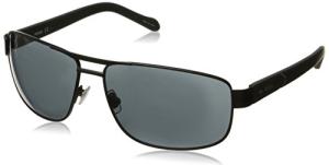 Fossil Men's Matte Black Rectangular Sunglasses