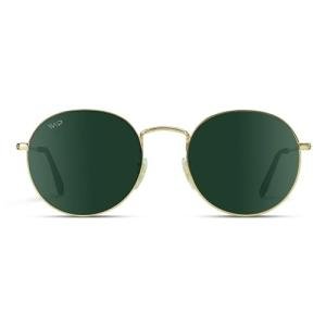 Reflective Lens Round Gold Frame Sunglasses