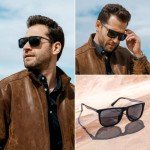 Matte Black Polarized Flat Top Men's Sunglasses