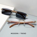 Heptagram Rimless 90s Style Retro Sunglasses