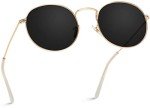 WearMe Pro - Reflective Round Sunglasses (Gold/Black)
