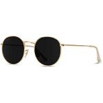 WearMe Pro - Reflective Round Sunglasses (Gold/Black)