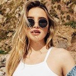 WearMe Pro - Reflective Round Sunglasses (Gold/Black)