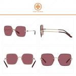 Tory Burch Gold Bordeaux Rectangular Sunglasses for Women