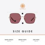 Tory Burch Gold Bordeaux Rectangular Sunglasses for Women