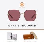 Tory Burch Gold Bordeaux Rectangular Sunglasses for Women
