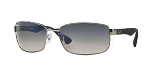 Ray-Ban RB3478 Gunmetal Rectangular Sunglasses with Blue Lenses