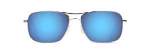Maui Jim Polarized Aviator Sunglasses in Silver/Blue