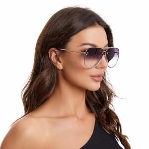 VIVIENFANG Trendy Oversized Aviator Sunglasses for Women