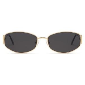 Stylish Retro Oval Hexagonal Sunglasses in Gold/Grey