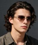 Rimless Retro Rectangle Sunglasses in Brown