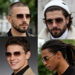 Rimless Retro Rectangle Sunglasses in Brown