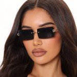 Kursan Grey Frameless Rectangle Sunglasses for All