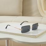 Gleyemor Vintage Rimless Rectangle Gradient Sunglasses