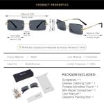Gleyemor Vintage Rimless Rectangle Gradient Sunglasses