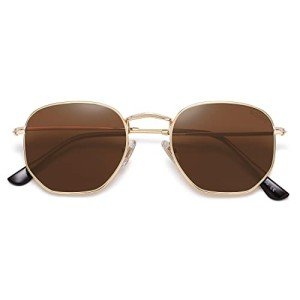 SOJOS Polarized Small Square Sunglasses - Gold Frame