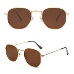 SOJOS Polarized Small Square Sunglasses - Gold Frame