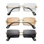 Rimless Rectangle Sunglasses for Men and Women